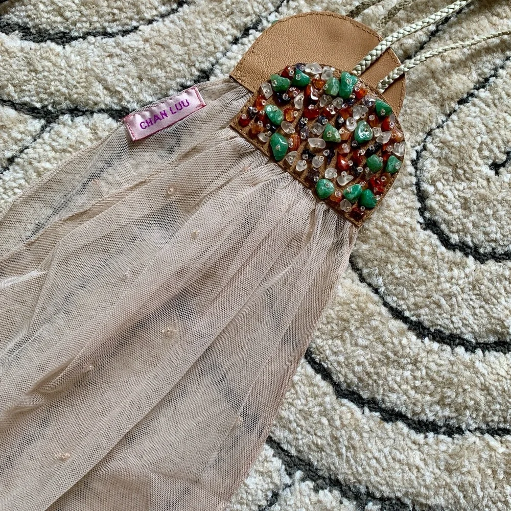 Chan Luu Semi Precious Stones Mesh Belt - Beige - Picture 2 of 15